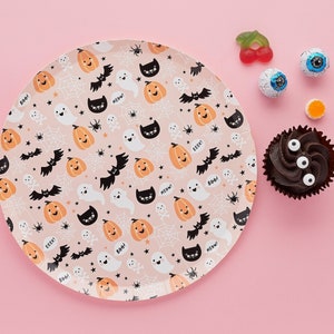 Cute Pastel Halloween Paper Plates, 10 Kids Halloween Plates, Cute Halloween Character Plates, Halloween Plates, Halloween, Ghosts, Cats