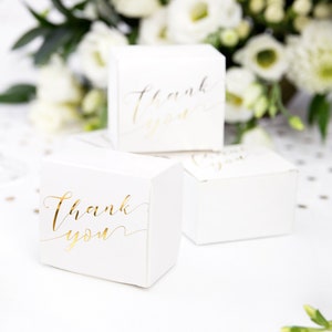 Small Gold Thank You Boxes - Set of 10 - Gold Thank You Boxes - Wedding Gift Boxes - Birthday Gift Boxes - Gold Favour Boxes, Gold Paper Box