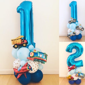 DIY Large 55" Transport Birthday Balloon Sculpture, Vehicle Themed Balloon Sculpture, Blue Birthday Balloon, Police Balloon, Train Balloon