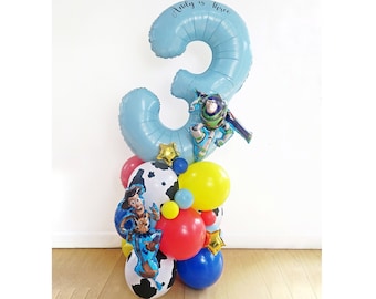 Escultura de globo de Toy Story azul DIY, 1,4 m/55 pulgadas, globo de Toy Story para niño, kit de bricolaje, globos de Toy Story, globo numérico, Toy Story, globos