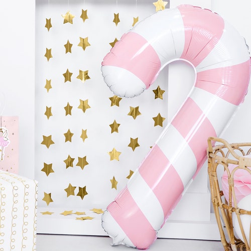 Large Pink Candy Cane Balloon Candy Cane Balloon Pink Etsy