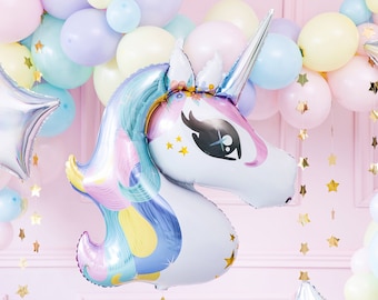 Riesen Einhorn Pastell Ballon 35" inch, Einhorn Ballon, Einhorn Party, Einhorn Party Dekoration, Einhorn Folienballon, Jumbo Einhorn