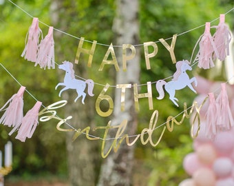 Customisable Princess Happy Birthday Party Bunting, Unicorn Birthday, Princess Party, Unicorn Party Decorations, Princess Birthday Decor