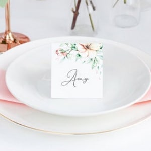 25 Floral Peach Place Cards, Wedding Place Cards, Peach Place Cards, Place Cards with Flowers, Floral Place Cards, Birthday Place Cards