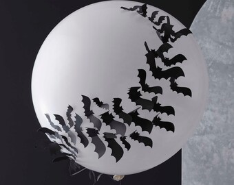 Giant White Halloween Balloon with 3D Bats, Halloween Decorations, Haunted House Party, Witches Party, Vampire, Spooky