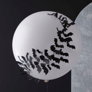 Giant White Halloween Balloon with 3D Bats, Halloween Decorations, Haunted House Party, Witches Party, Vampire, Spooky