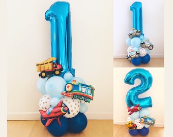 DIY Große 55" Transport Geburtstag Ballon Skulptur, Fahrzeug Motto Ballon Skulptur, Blauer Geburtstag Ballon, Polizei Ballon, Zug Ballon