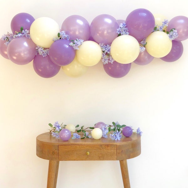 Stunning Lavender Balloon Garland with Flowers, DIY Balloon Garland, Purple Balloon Garland, Purple Balloon Arch, Lavender Balloon Garland