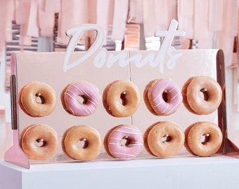 Rose Gold Foiled Donut Wall 'Donuts' Wall Holders, Treats Food, Sweets Display, Table Treats Stand, Sweets, Wedding Donuts Stand