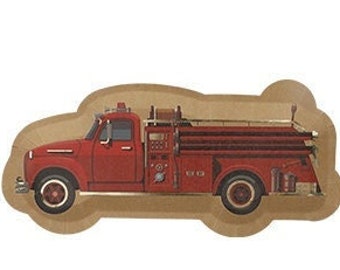 Vintage Feuerwehrauto Kraft Teller, Feuerwehrauto Teller, Feuerwehrmann Teller, Feuerwehrmann Partydekoration, Feuerwehrmann Geschirr, Vintage Feuerwehrmann, Papier