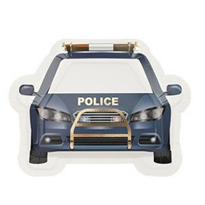 8 Police Car Paper Plates, Policeman Party Plates, Blue and Gold Police Plates, Kids Police Party, Boys Birthday Plates, Blue Police