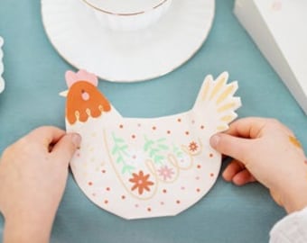 20 adorables servilletas de pollo, servilletas de papel con flores, servilletas de papel para la cena de Pascua, decoraciones con temática de pollo, decoraciones de papel, Pascua