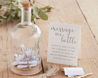 Customisable Message in a Bottle Wedding Guest Book Alternative, Botanical Wedding Guest Book Bottle, Wedding Décor, Message in a Bottle