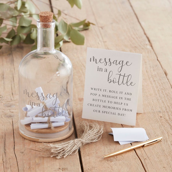 Customisable Message in a Bottle Wedding Guest Book Alternative, Botanical Wedding Guest Book Bottle, Wedding Décor, Message in a Bottle