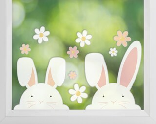 Adesivi Per Finestre Pasqua - Decalcomanie Coniglio Primavera Fiori Rami - Pellicola Anti-Collisione Vetro