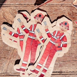 Vintage Fire Truck Kraft Napkins, Fire Engine Napkins, Fireman Napkins, Fireman Party Decorations, Fireman Tableware, Vintage Fireman