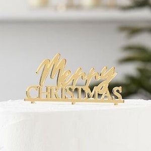 Gold Merry Christmas Cake Topper, Acrylic Gold Merry Christmas Cake Decoration, Merry Christmas Cake Topper, Xmas Cake Decoration, Gold Xmas