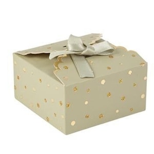 8 Sage Green and Gold Polka Dots Treat Boxes, Thank You Boxes, Wedding Gold Print, 7 x 3.5 cm, Sage Green Box, Satin Ribbon Boxes