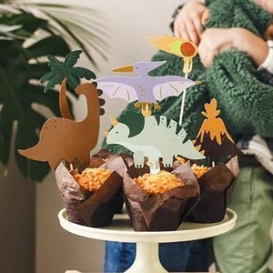 Dinosaur Themed Cupcake Toppers, Dinosaur Food Topper, Dino Birthday Cake Toppers, Happy Birthday Cake Topper, Food Picks