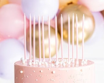 Pink Birthday Candles, 14cm/5.5in, Pink Candles, Pink Candles, Pink Cake Decorations, First Birthday Cake Candles, Pink Party Decor