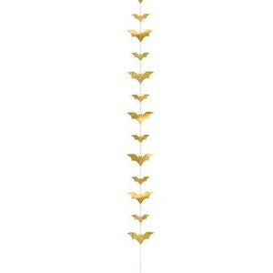Long Gold Bat Garland, 1.5m/5.5ft, Hanging Bat Gold Garland, Bats Halloween Party Decorations, Paper Bats, Bats Garland, Bat Garland Decor