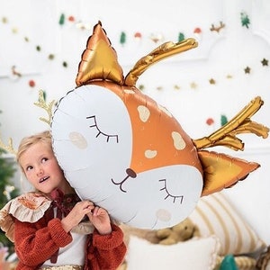 Cute Deer Foil Balloon, Sleeping Reindeer Balloon, No Helium, Kids Reindeer Balloon, Festive Deer Balloon, Christmas Party, Girls Reindeer