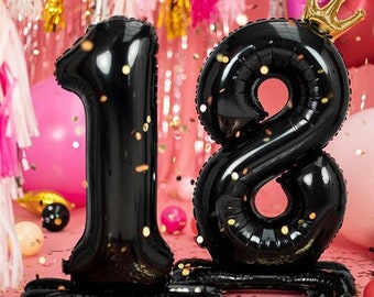 Giant Standing 18th Birthday Balloon, Standing Foil Balloon Number &#39;&#39;18&#39;, 84 cm, 18th Birthday Decor, Gold Foil Balloon, 18th Bday, Sweet 18