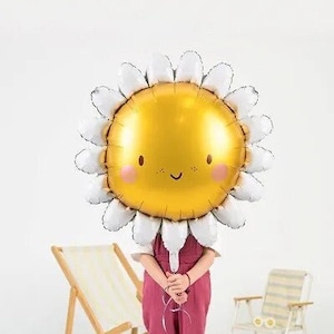 Palloncino Jumbo Daisy, Palloncino a forma di fiore, Palloncino in foil Daisy giallo, Decorazioni a tema Daisy, Compleanno a tema Daisy, Palloncino in foil Daisy