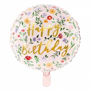 Floral Pink alles Gute zum Geburtstag Ballon, 45 cm, Pink alles Gute zum Geburtstag Folienballon, Blumiger Geburtstagsballon, alles Gute zum Geburtstag Ballon, Pink Geburtstag