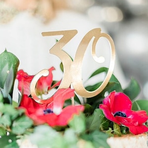 Gold &#39;30th&#39; Cake Topper, 30th Birthday Cake Topper, Gold &#39;30th&#39; Script Cake Decoration, Birthday Cake Decoration, Gold Birthday, Milestone