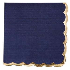 Impresionantes servilletas de papel azul marino y dorado, servilletas de papel azul marino, servilletas de papel elegantes, vajilla azul y dorada, servilletas para cenas, papel dorado