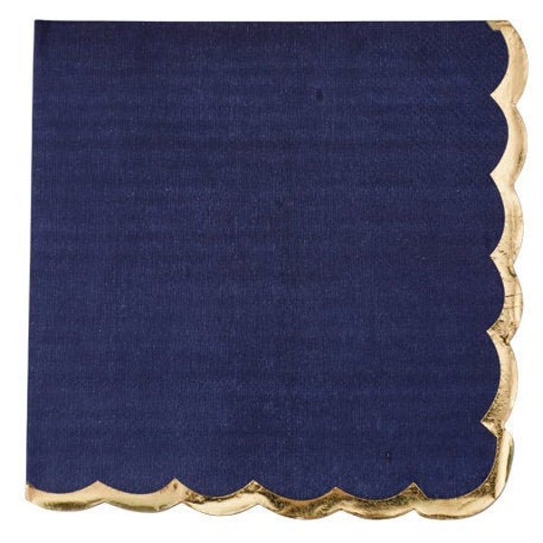 Stunning Navy and Gold Paper Napkins, Navy Paper Napkins, Elegant Paper Napkins, Blue and Gold Tableware, Dinner Party Napkins, Gold Foil