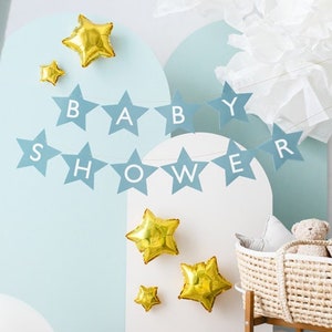 Pastel Blue Baby Shower Banner, Baby Shower Sign, Welcome Baby Boy Garland, Baby Shower Decorations, Blue Baby Shower, Pastel Baby Shower