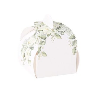 10 cajas de regalo con follaje botánico y dorado, 5 x 7 cm, verde salvia y dorado, baby shower botánico, vajilla para bodas, elegantes cajas botánicas