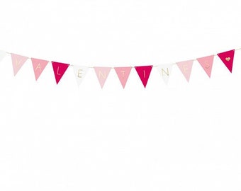 Pink and Gold Valentine's Day Bunting, Valentine's Flag Banner, Valentine's Day Decorations, Valentine's Day Banner, Valentine's Day Bunting