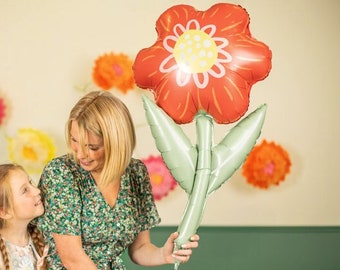 Mother's Day Red Flower Balloon, Mother's Day Balloons, Foil Balloons, Garden Party Balloon, Spring Balloons, Flower Balloons, Birthday