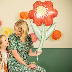 Mother&#39;s Day Red Flower Balloon, Mother&#39;s Day Balloons, Foil Balloons, Garden Party Balloon, Spring Balloons, Flower Balloons, Birthday