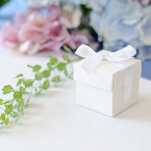 Mini White Favour Boxes with Ribbon, Set of 10, Small White Gift Boxes, White Wedding Favour Boxes, White Wedding Boxes, White Treat Boxes