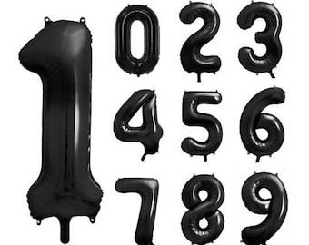 High Quality Jumbo Metallic Black Number Balloon, Any number, Number Balloons Black, 86cm / 34 inch, Number Balloon, Black Party Decor, 18th