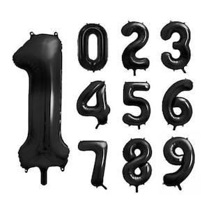 Palloncino Jumbo Metallic Black Number di alta qualità, qualsiasi numero, palloncini numerici neri, 86 cm / 34 pollici, palloncino numerico, decorazione per feste nera, 18°