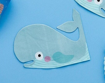 16 Blue Whale Paper Napkin, Blue Whale Napkins, Tableware, Under The Sea Theme, Under The Sea Birthday, Blue Birthday Party, Boy Baby Shower