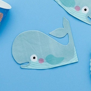 16 Blue Whale Paper Napkin, Blue Whale Napkins, Tableware, Under The Sea Theme, Under The Sea Birthday, Blue Birthday Party, Boy Baby Shower