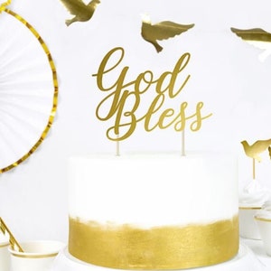 God Bless Cake Topper, Cake Topper, Gold Cake Decoration, Gold Cake Decoration, Gold Topper, Gold Cake Topper, God Bless