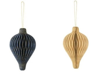 Luxurious Paper Honeycomb Ornament Drop, 2 Colours, Christmas Lantern Honeycomb with Tassel, Hanging Festive Honeycomb Decorations
