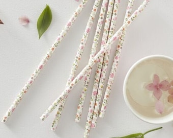 25 Lovely Floral Straws, Flower Print Straws, Straws with Floral Pattern, Afternoon Tea Straws, Summer Party, Ditsy Floral, Hen Do Straws