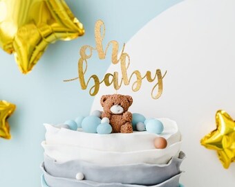 Gold Oh Baby Cake Topper, Oh Baby Cake Topper, Oh Baby Gold Topper, Welcome Baby, Gold Toppers, Baby Shower Cake Topper, Baby Shower Baking