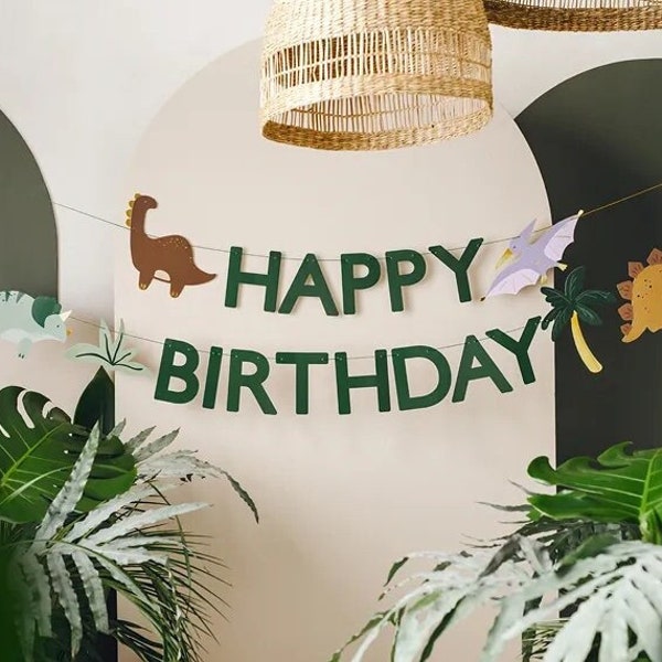 Dinosaur Happy Birthday Banner, Cute Dinosaur Birthday Banner, Happy Birthday Dinosaur Themed, Dinosaur Birthday Decorations