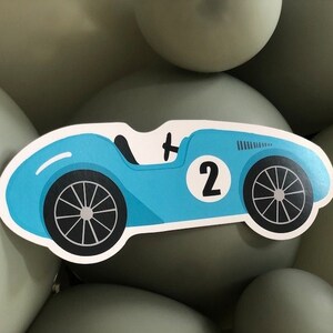 3 recortes de papel de autos de carrera azules, recortes para cumpleaños de niños, recortes de papel de autos de carrera, carreras, decoración de papel, fiesta de cumpleaños para niños, fiesta de carreras