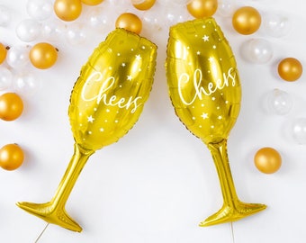 Gold Glass Balloon 31" inch, Glass Balloon, New Years Balloon, Happy New Year Balloon decorations, New Year balloon, Cheers