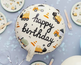 Construction Happy Birthday Balloon, Construction Themed Balloon, Boy Happy Birthday Foil Balloon, Construction Themed Birthday Decorations